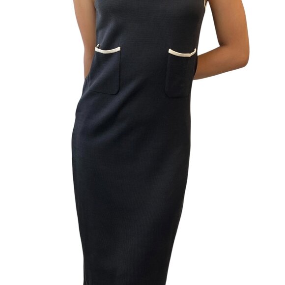 CHANEL Vintage 96C CC Mark Long One-piece Dress #40 Black [106478] - Picture 4 of 14